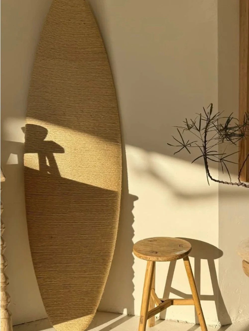 Woven Surfboard Wall Art - Neutral Beige Jute